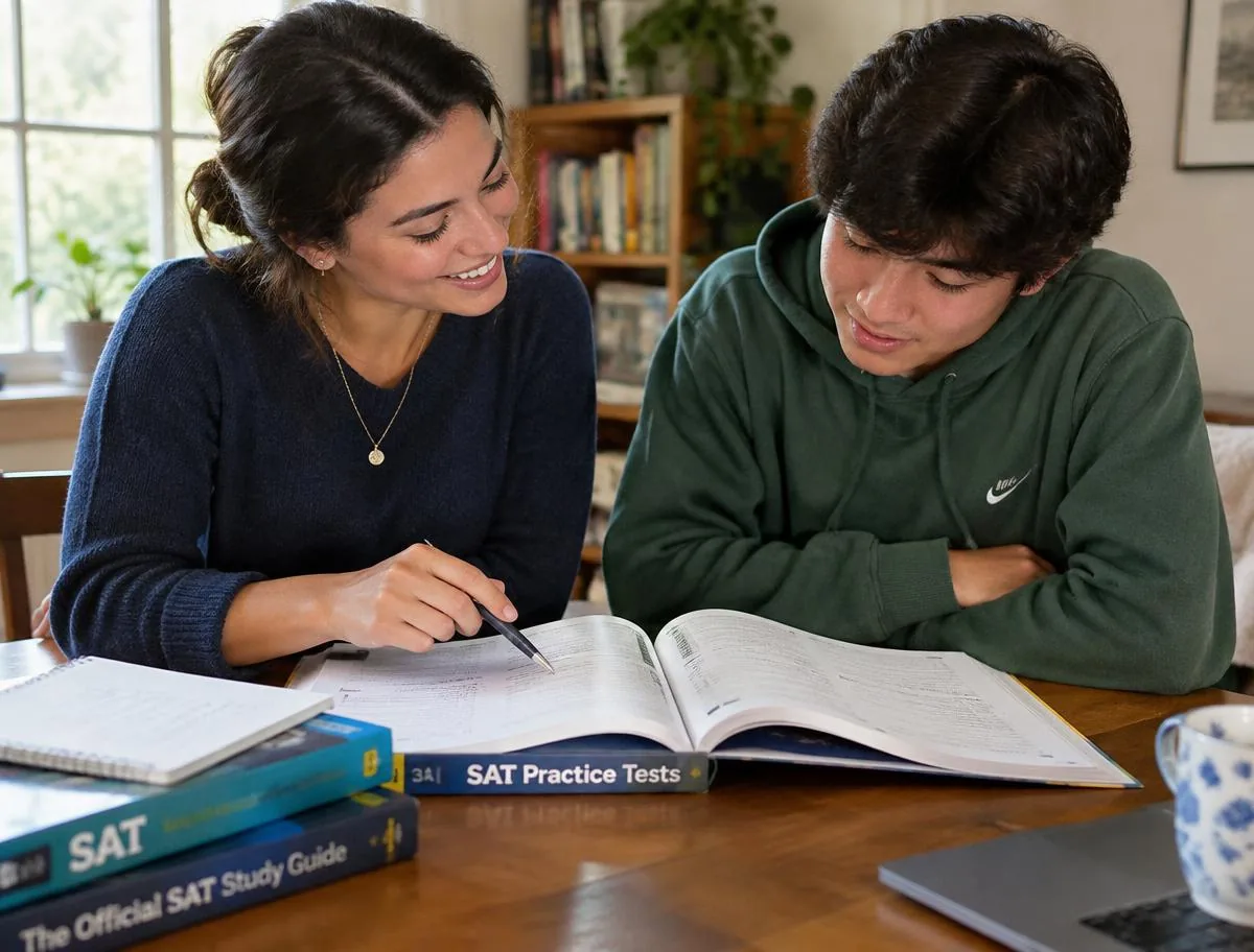 A Pro Tutoring tutor and student working through an SAT practice test together
